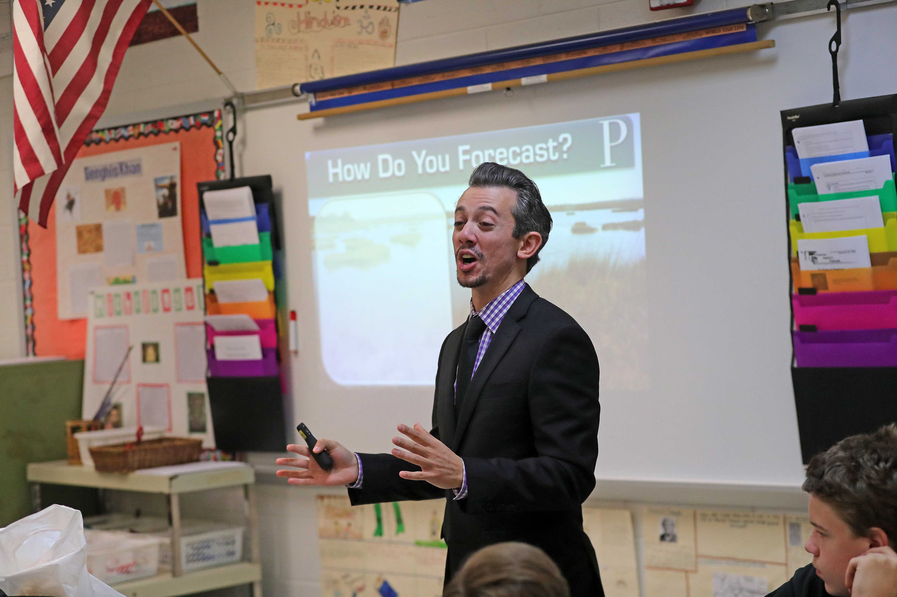 Meteorologist Joe Martucci at Middle Township Middle School